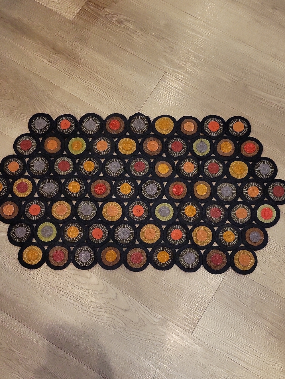 Primitive Vintage Diamond Penny Rug